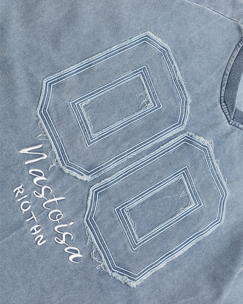 Washed denim short sleeves