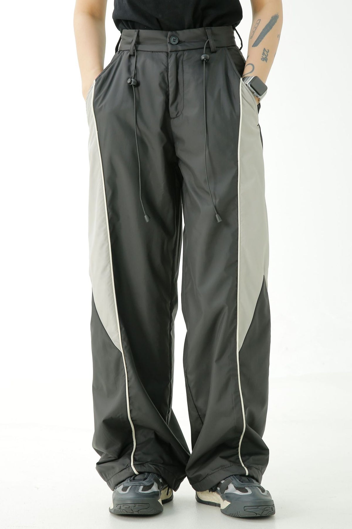 American retro patchwork casual trousers 