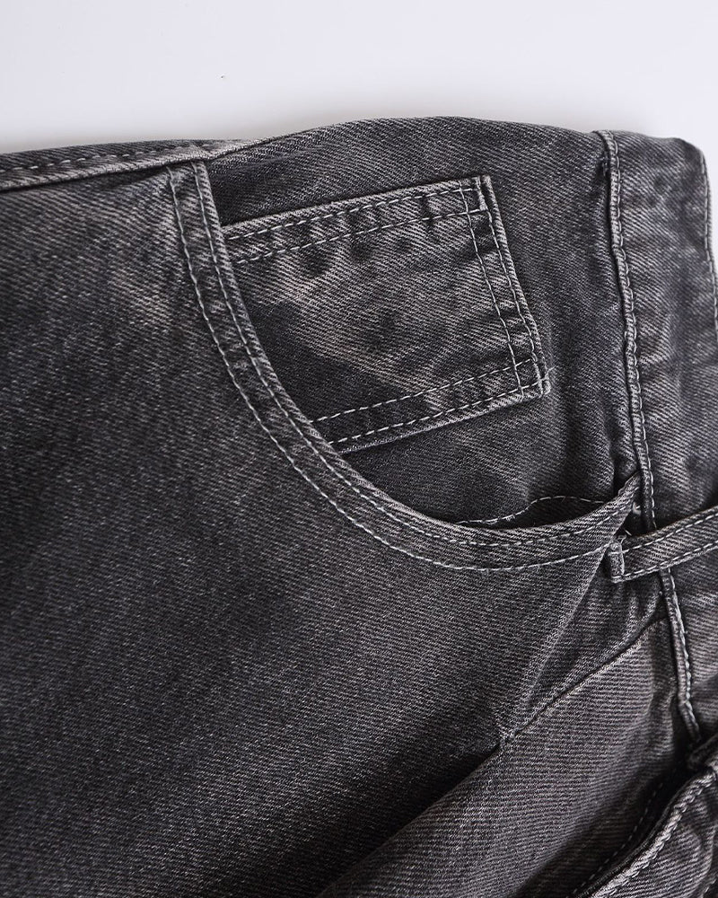 Vintage washed denim shorts
