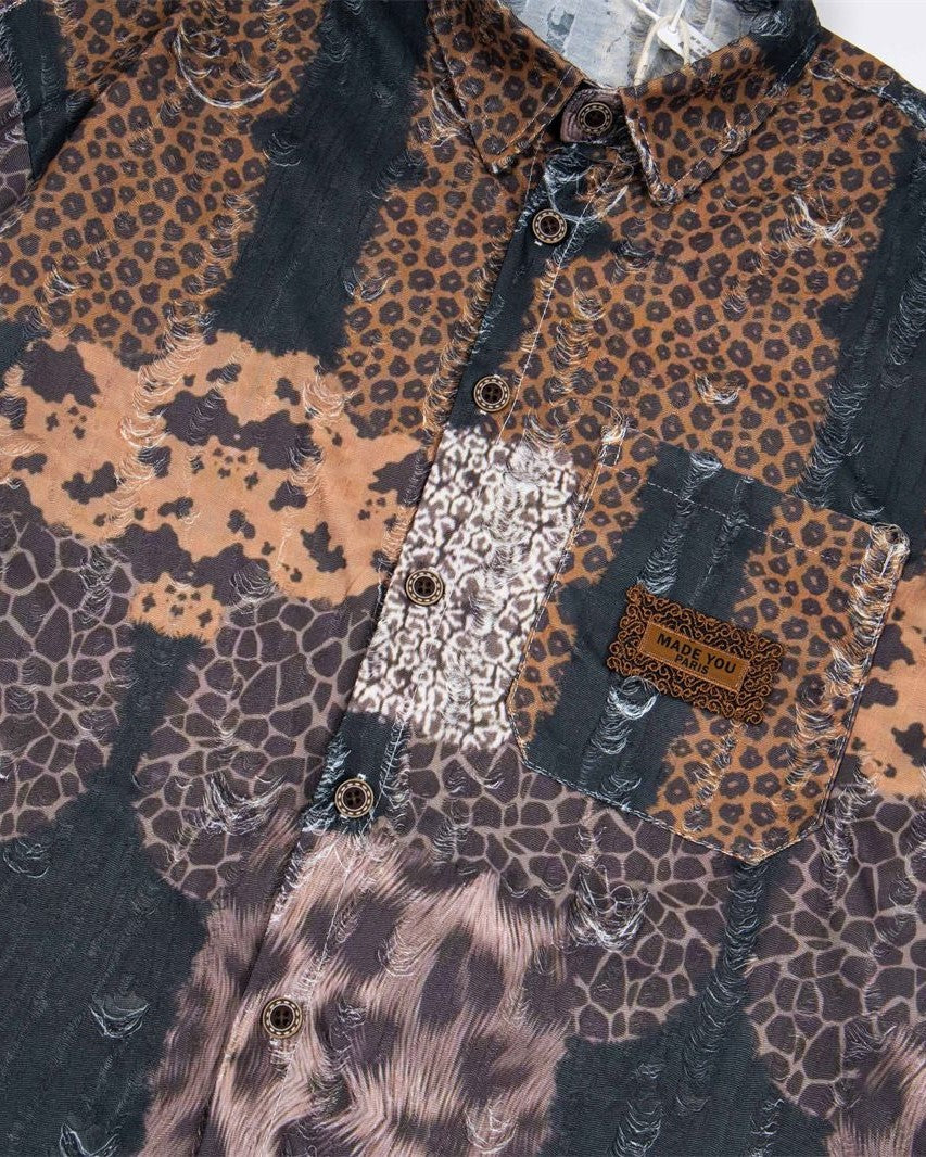 Leopard print short sleeve shirt