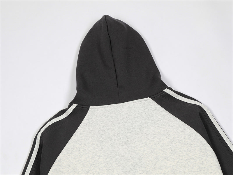 Retro contrast hooded sweatshirt