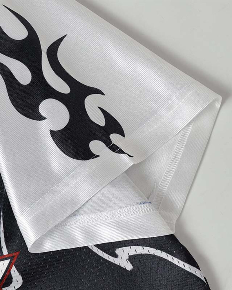 Color-blocked V-neck short-sleeved shirt