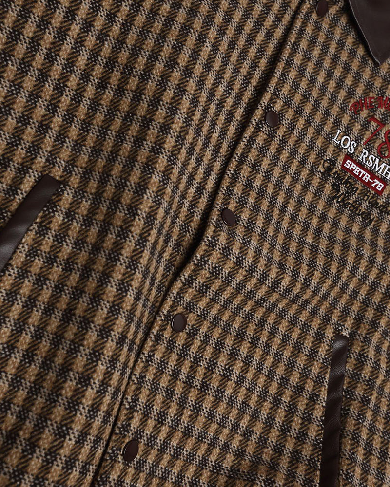 Retro color-blocked lapel coat