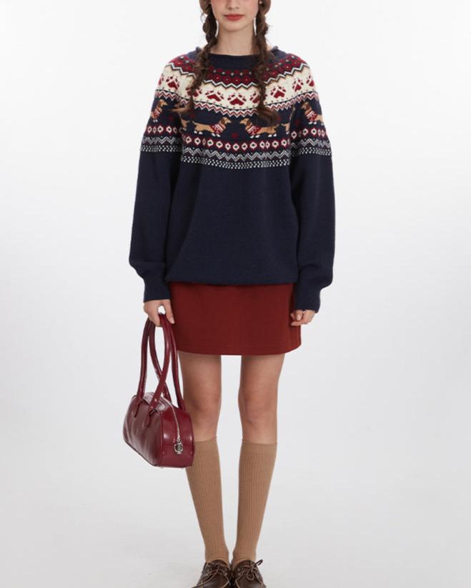 Retro contrast sweater