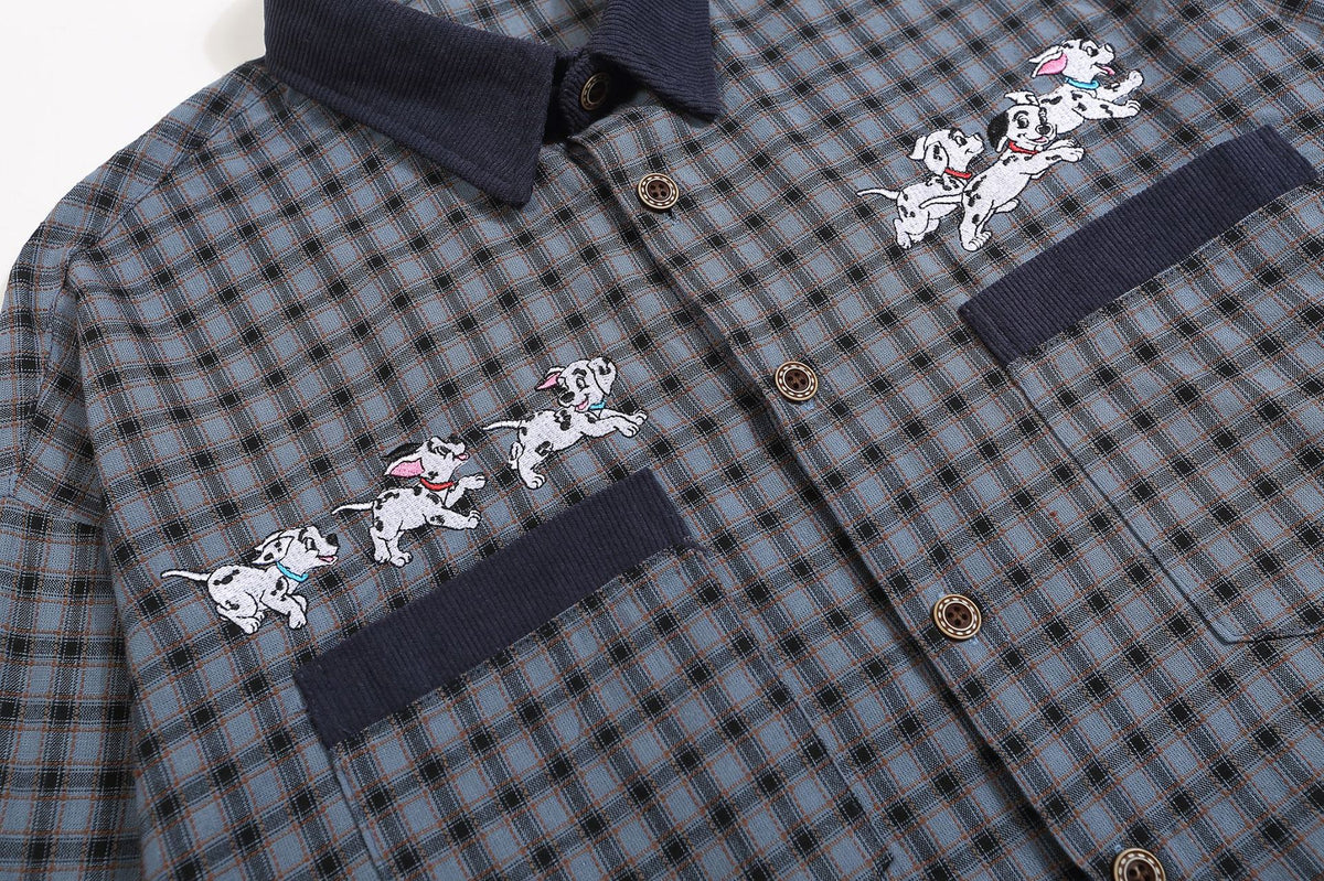 vintage puppy embroidered plaid shirt