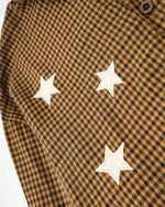 Embroidered plaid long-sleeved shirt