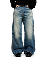 做舊休閑直筒褲