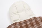 retro plaid patchwork hooded jacket