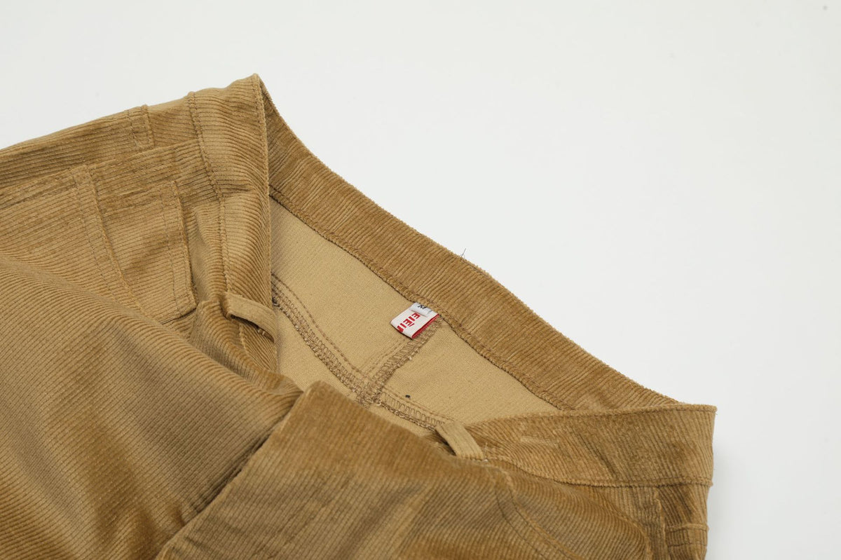 American retro corduroy midi shorts