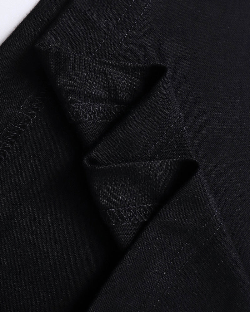 Simple contrast color short sleeves