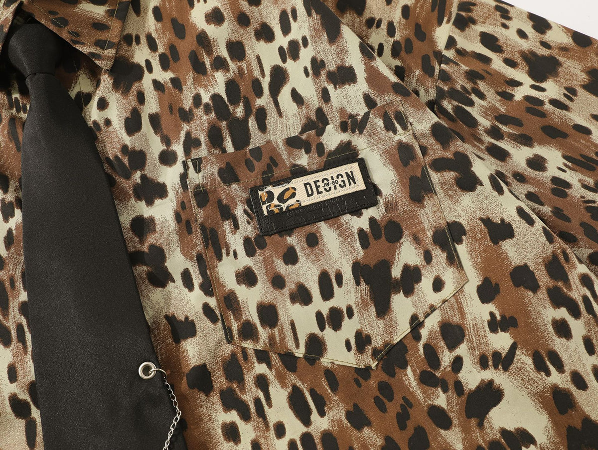 Simple leopard print short-sleeved shirt