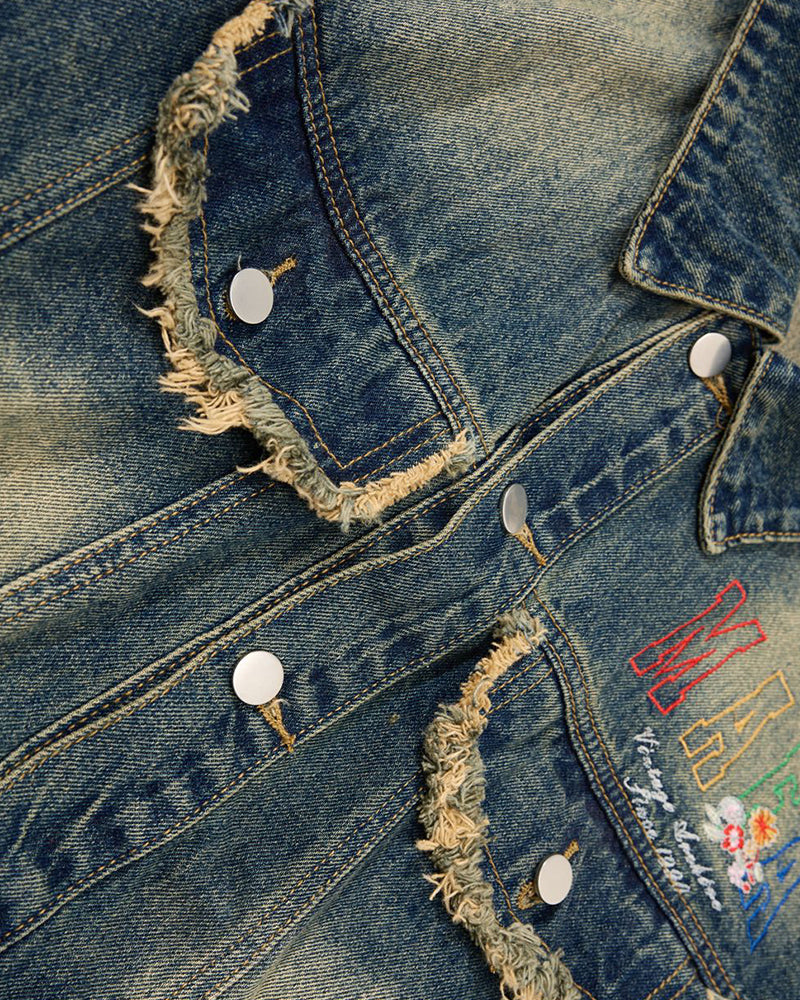 Washed Embroidered Casual Jacket