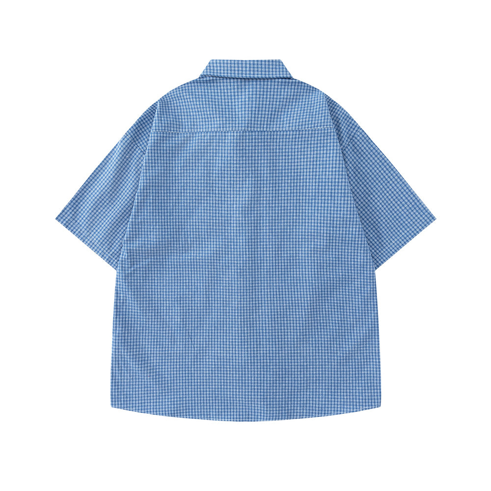 格紋短袖襯衫