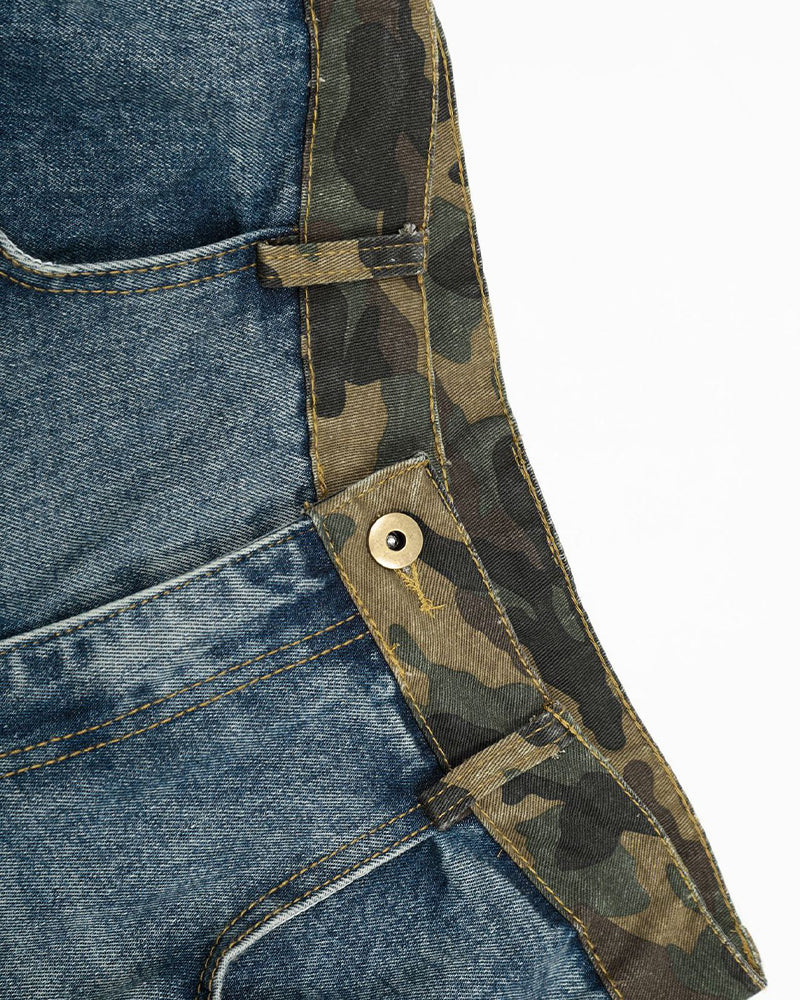 Washed denim shorts