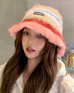 復古彩虹條紋百搭帽