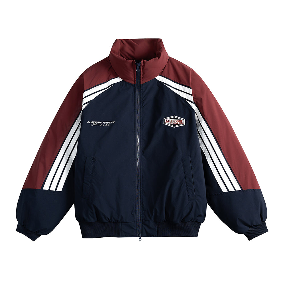 Color-blocked cotton-padded jacket