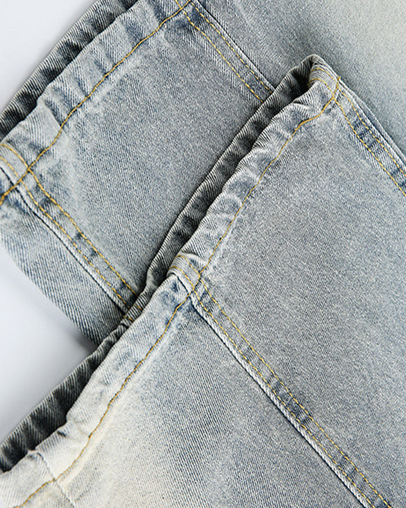 拼接撞色寬鬆牛仔褲