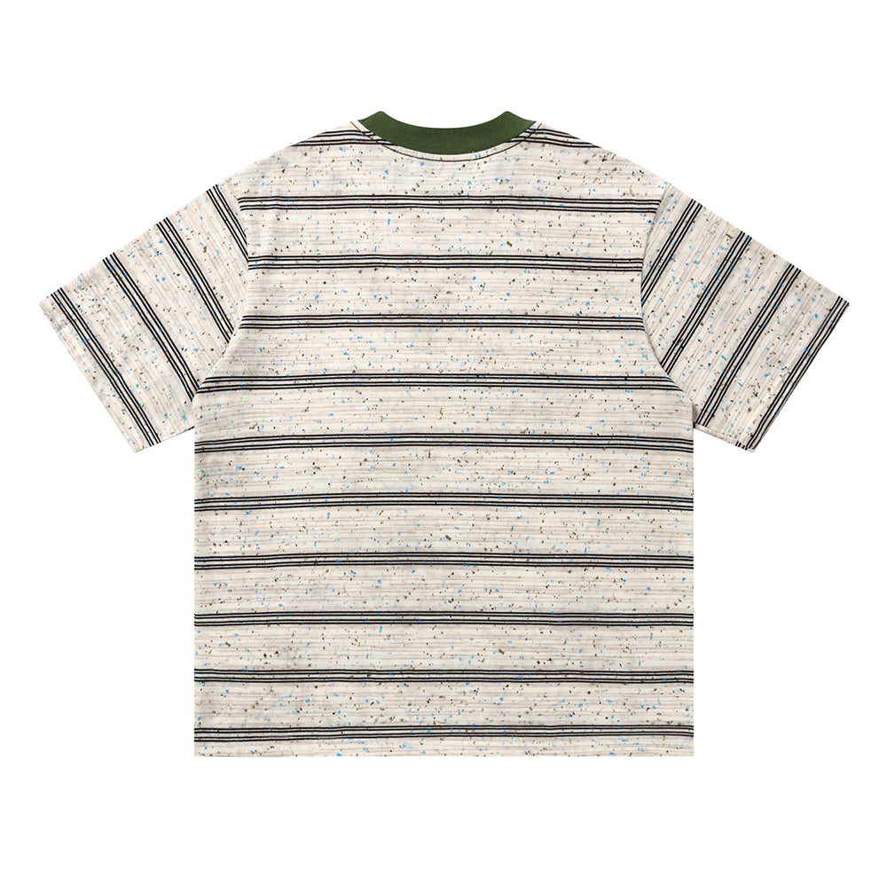 대조적인 줄무늬 짧은 소매