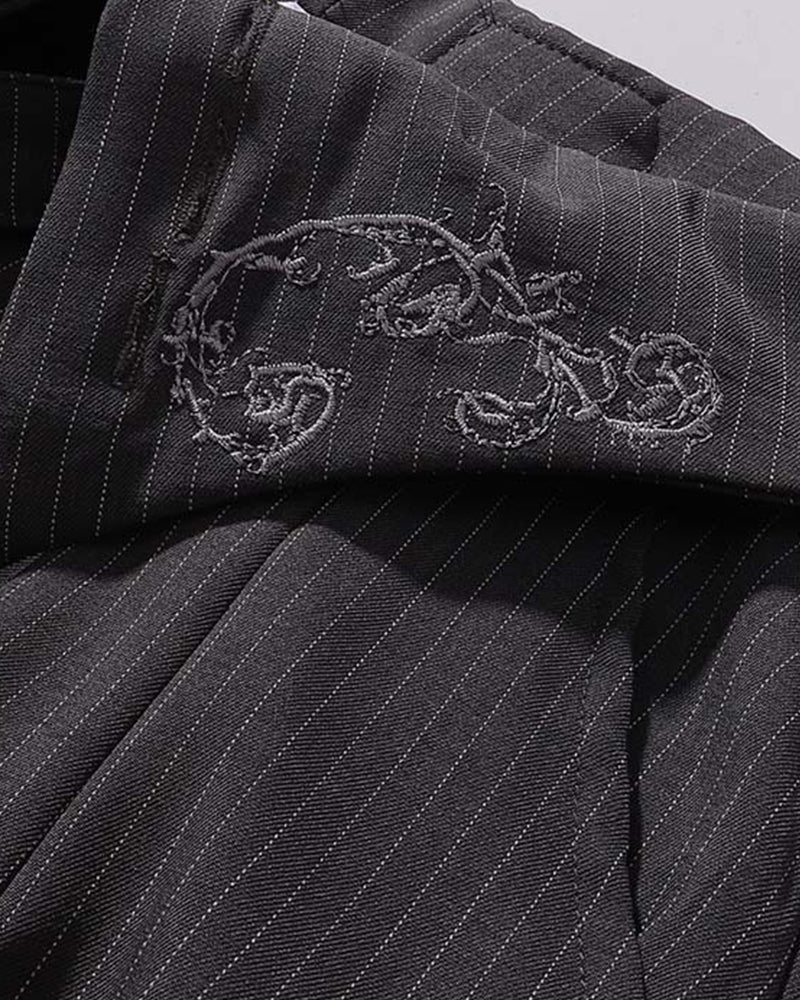 Embroidered striped trousers