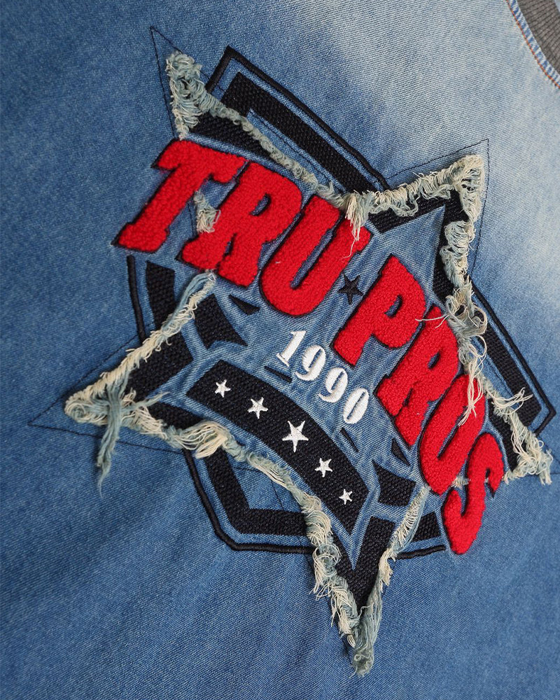 Star Letter Denim Short Sleeve