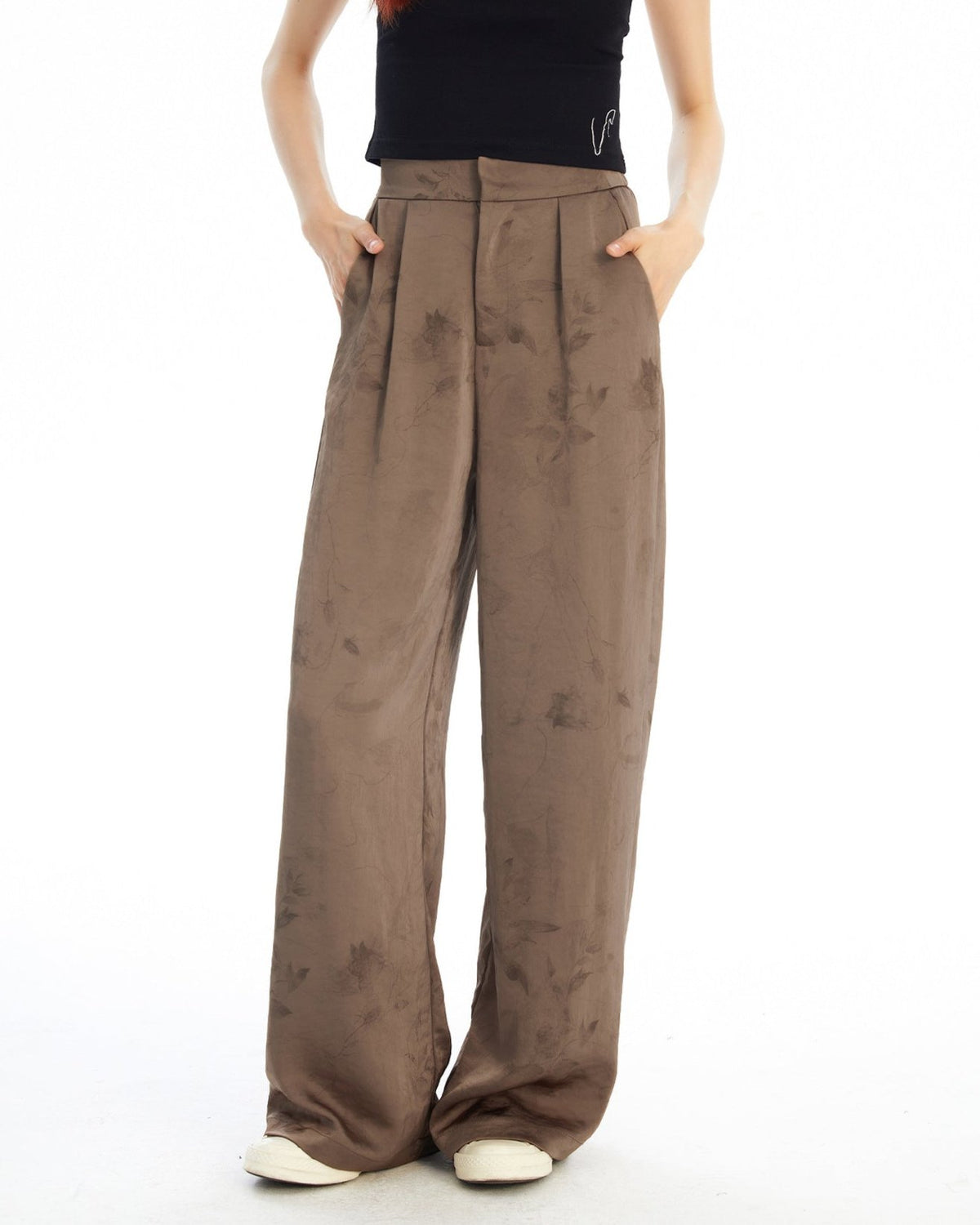 Retro high waist casual trousers