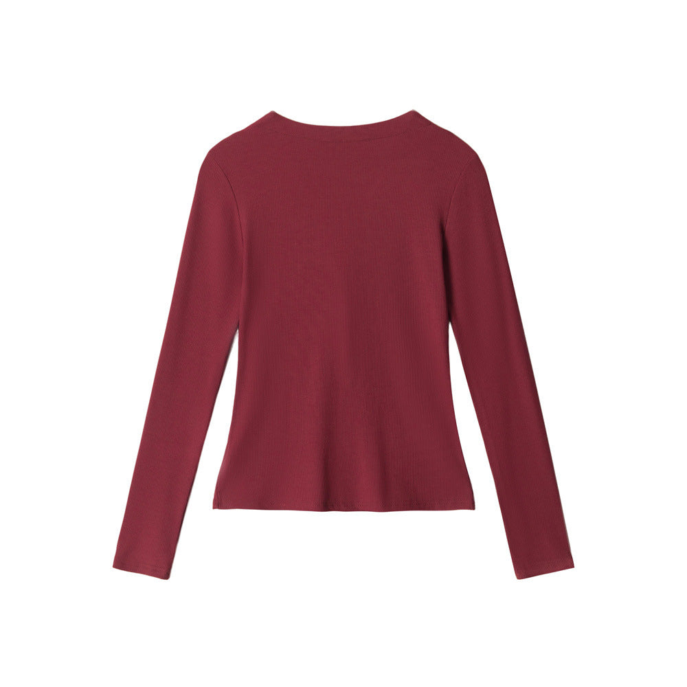 라운드넥, 슬림핏, 긴팔 상의 (여성용)