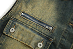 Retro workwear contrast denim vest