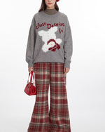 Retro crew neck knitted sweater