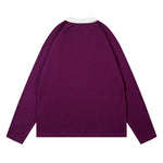 復古運動風撞色拼接長袖