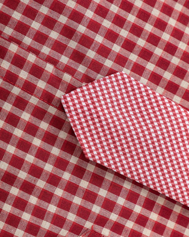 復古格子短袖襯衫
