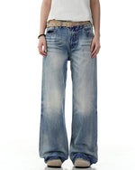 Washed distressed gradient trousers