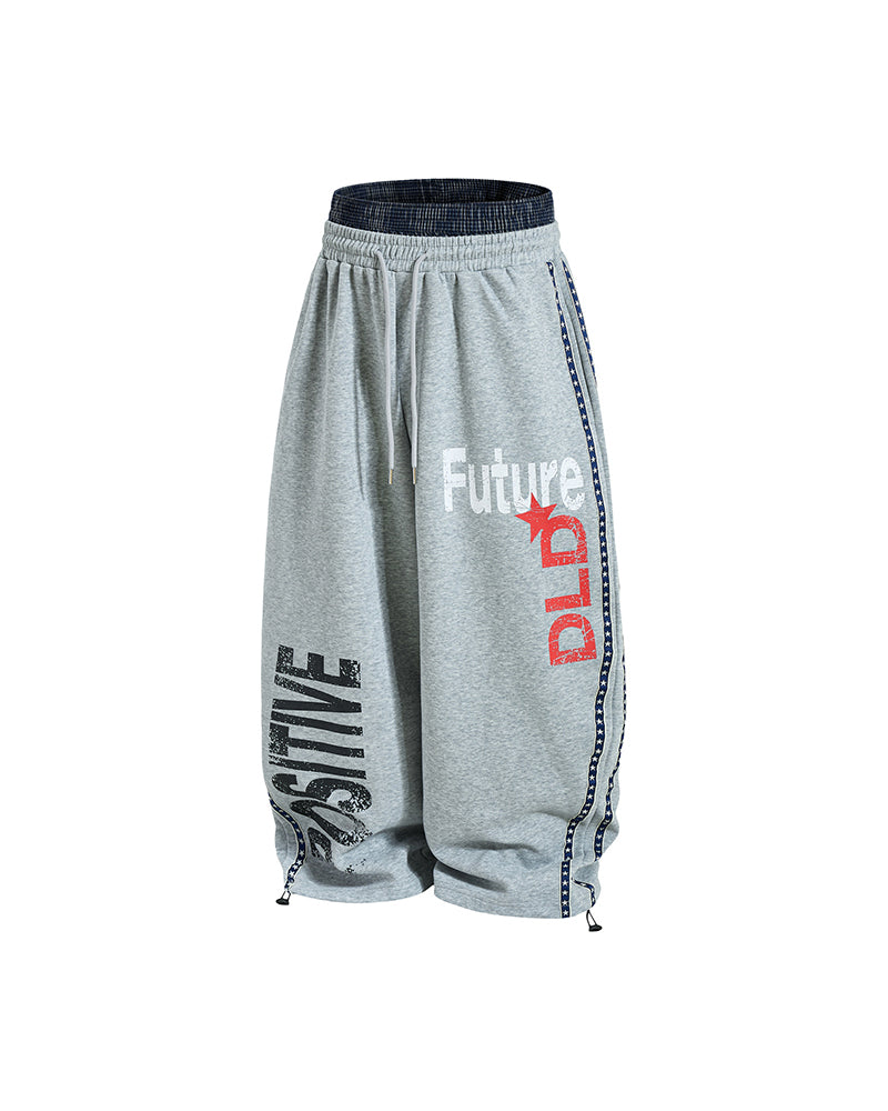 Patchwork Casual Wide-Leg Pants