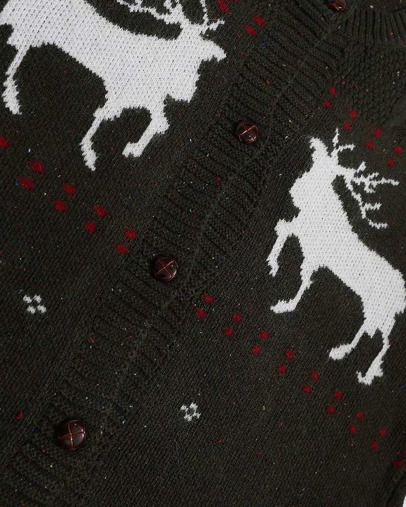 復古麋鹿提花開衫