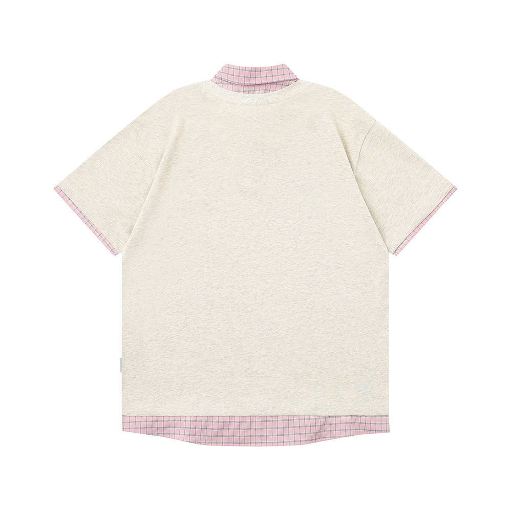 가짜 투피스 스플라이스 반팔 셔츠