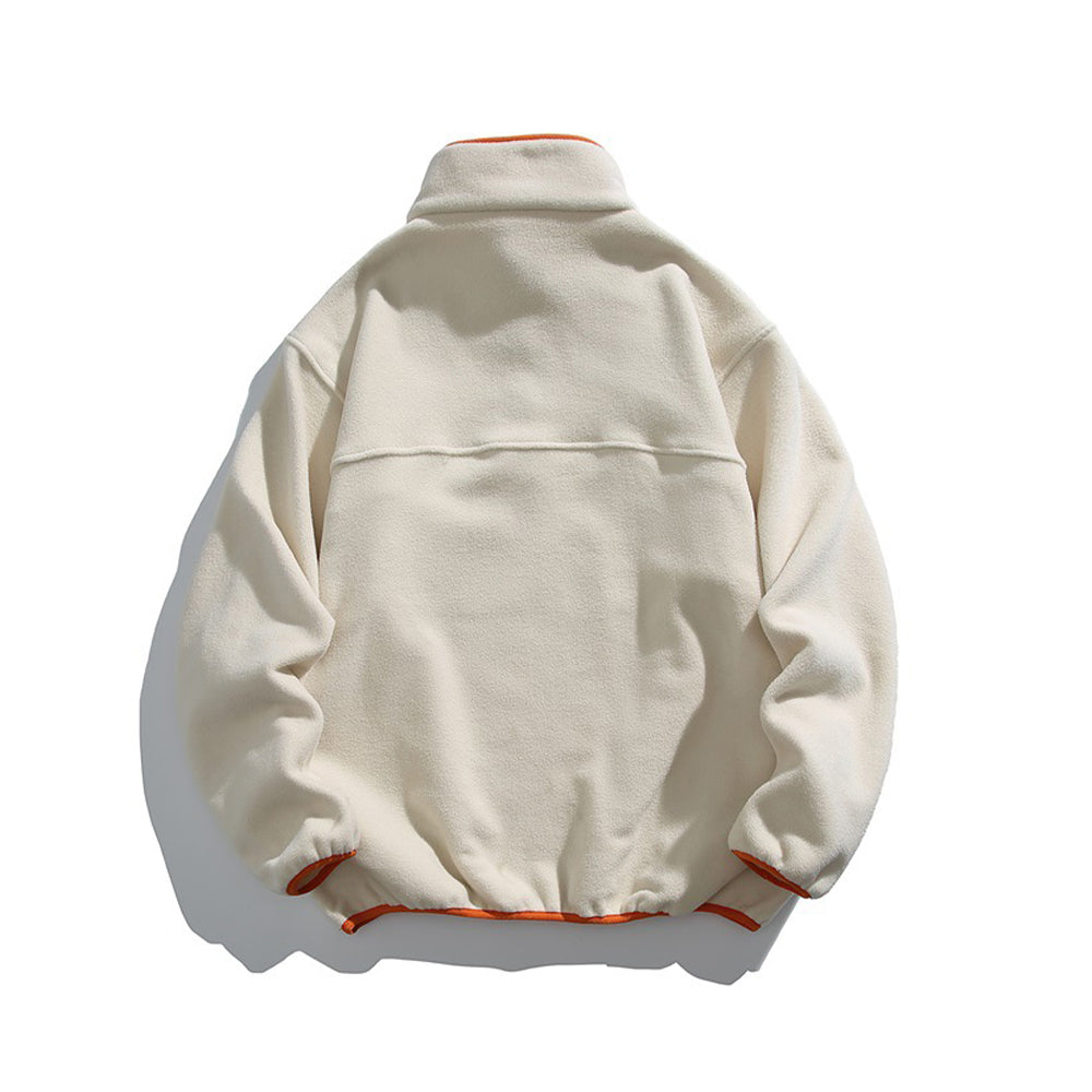 Casual stand-up collar fleece-lined sweatshirt