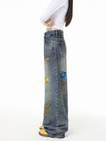 retro casual denim trousers