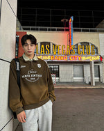 레트로 스타일의 칼라가 있는 인조 가죽 투피스 스웨트셔츠