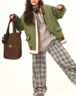 레트로 콘트라스트 컬러 패치워크 코튼 재킷