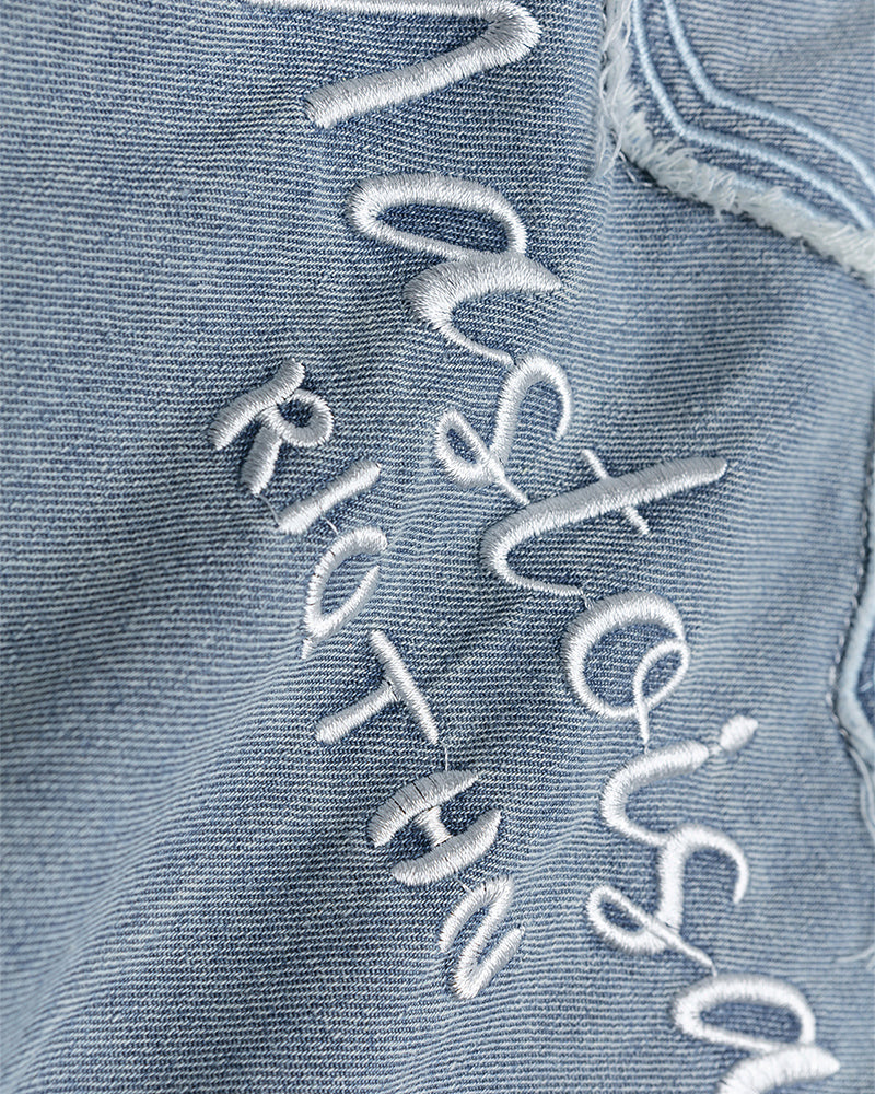 Washed denim short sleeves
