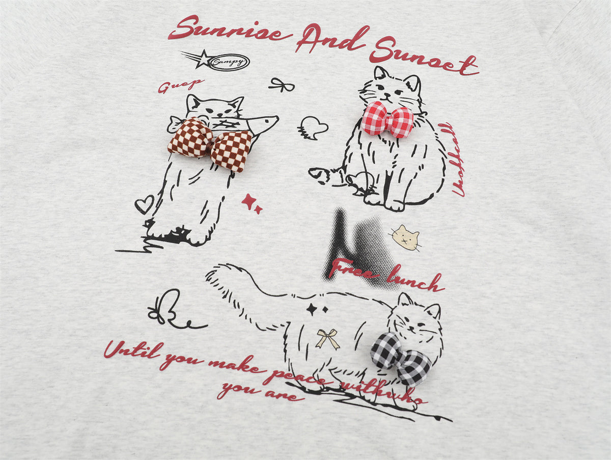 Cute hand-painted cat short sleeves