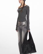 條紋斜肩長袖（女款）