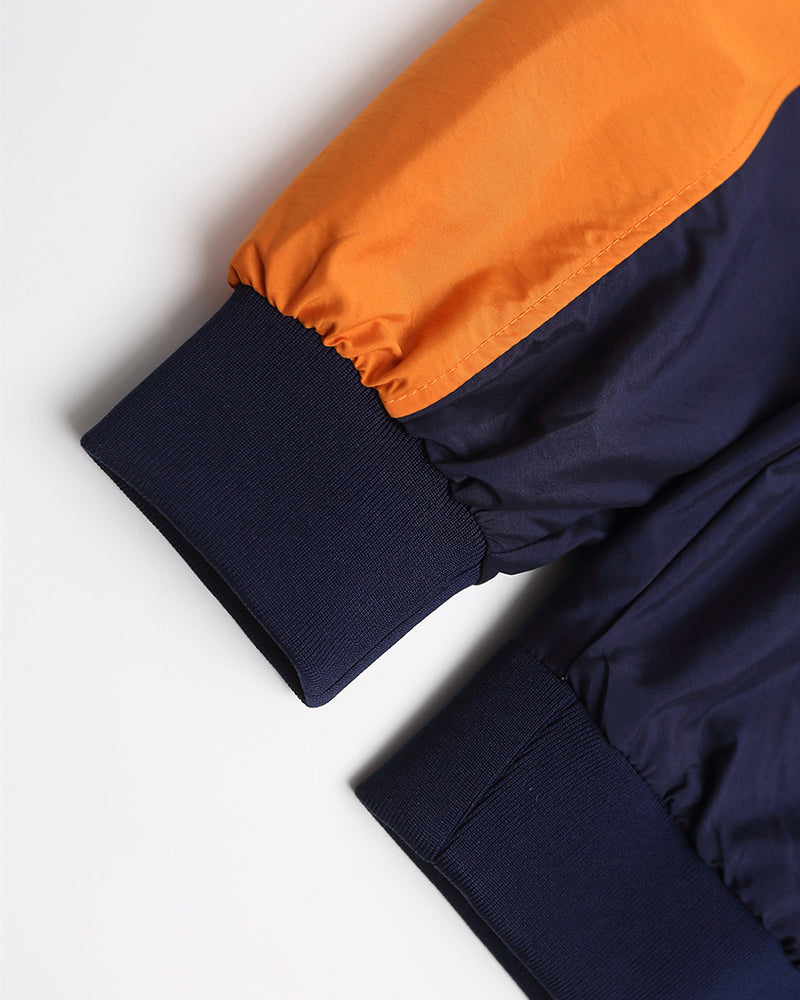Retro contrast color stitching sweatshirt