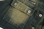 Retro workwear contrast denim vest