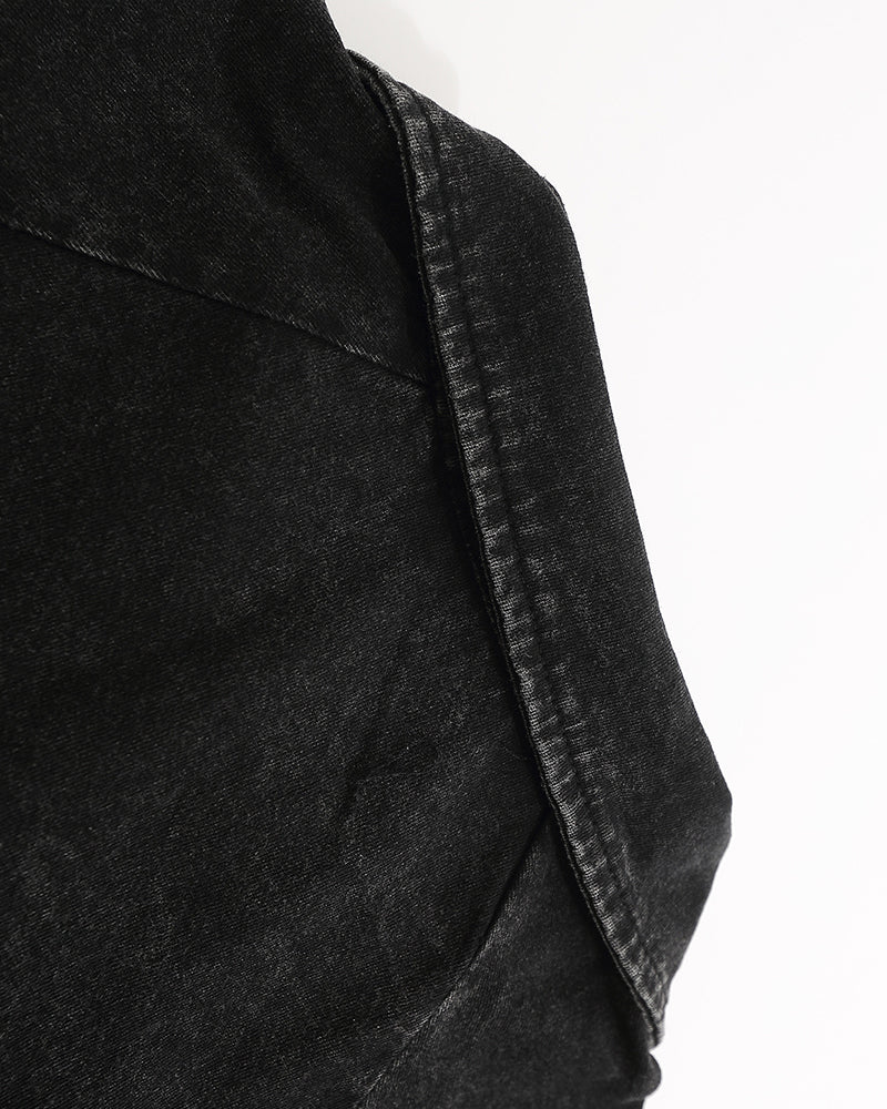 美式水洗做舊花朵翻領短袖