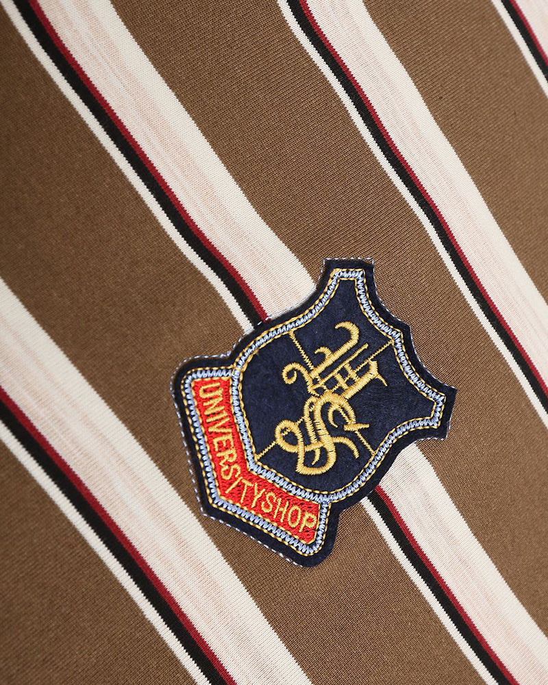 Retro embroidered striped short sleeves
