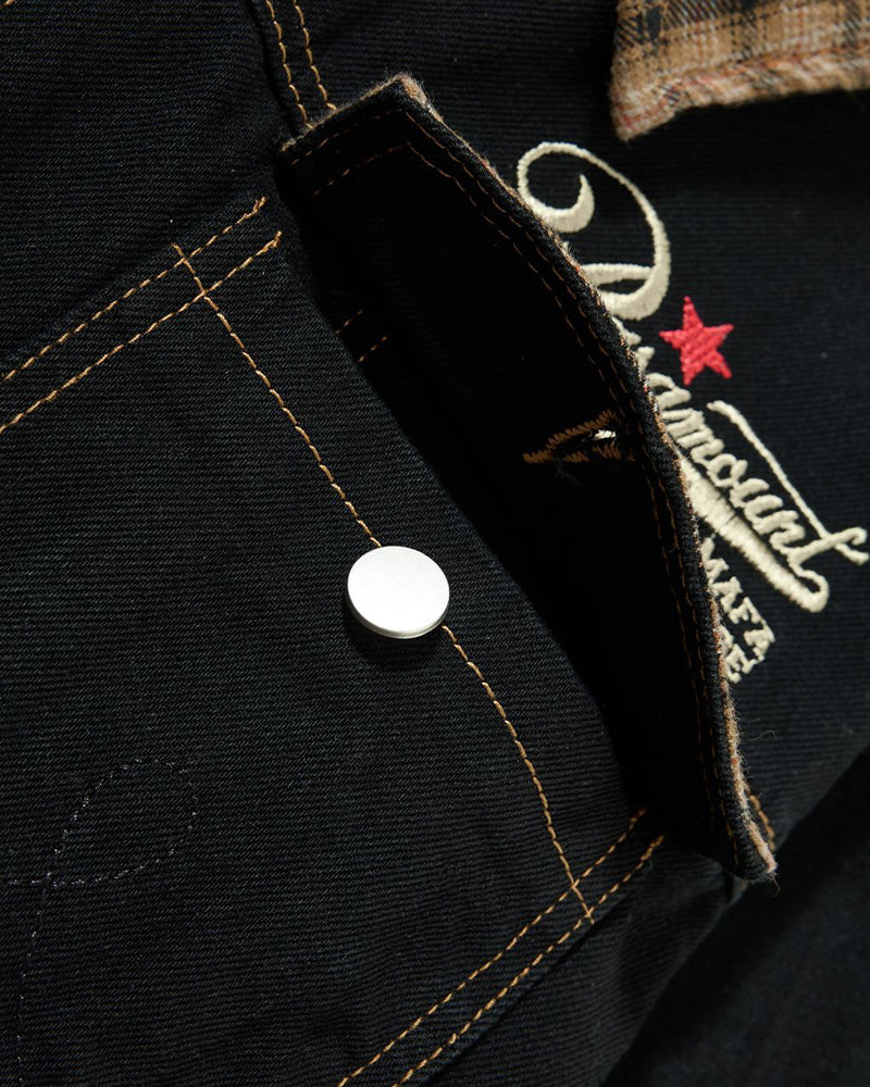 Patchwork plaid embroidered coat