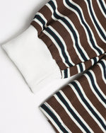 Embroidered contrast striped long sleeves