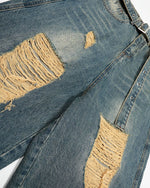 Vintage distressed denim cropped shorts