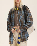 復古格子長袖襯衫