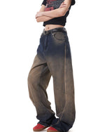 Heavy gradient denim trousers